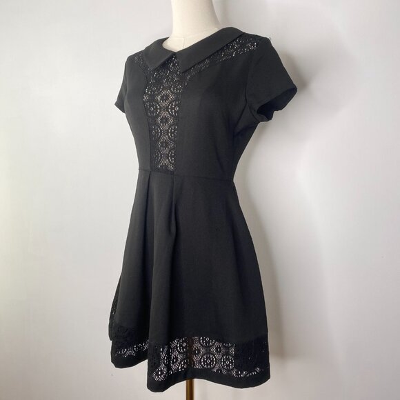 Rehab - Goth Black Collared Dress, Wednesday Adams Style - Picture 2 of 8